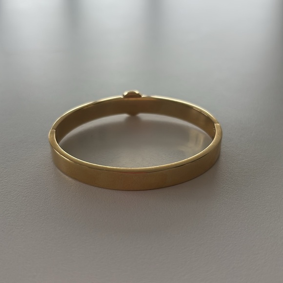 Michael Kors Enamel MK Logo Bangle Bracelet - Gold/Black - Picture 3 of 6